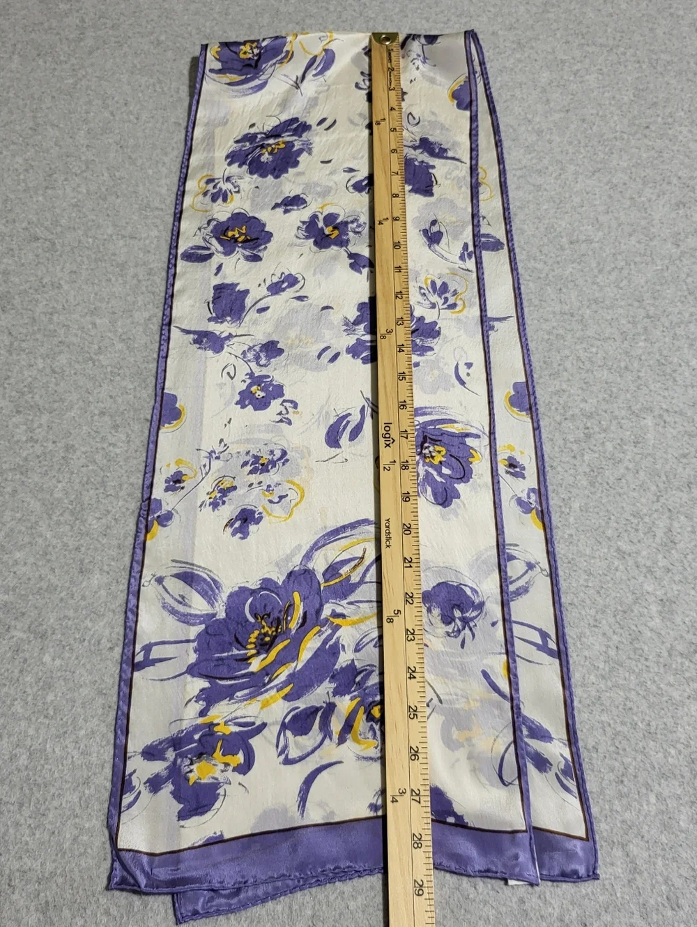 Vtg The Specialty House Scarf Purple White Floral 100% Silk Japan 10
